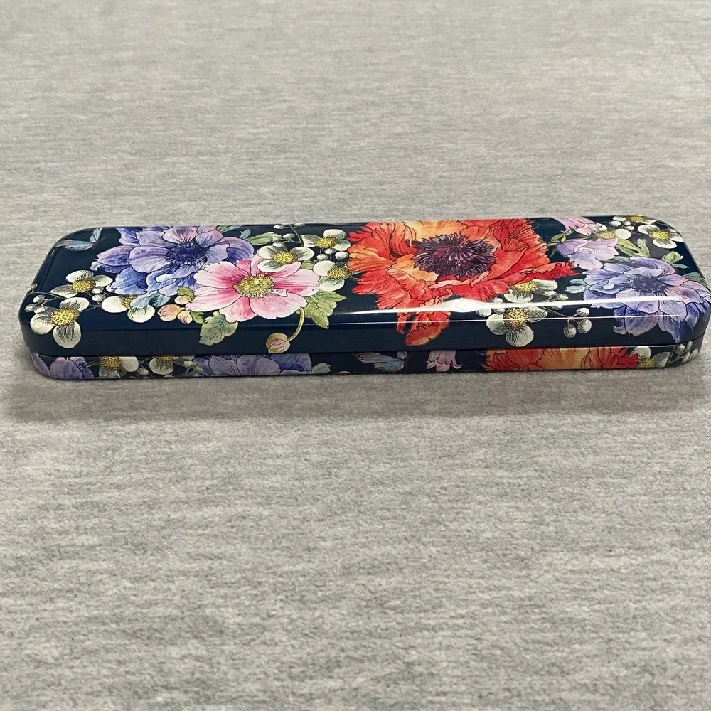 Brighton Floral Metal Tin Case Pencil Box‎ Holder Stationery Storage Decor